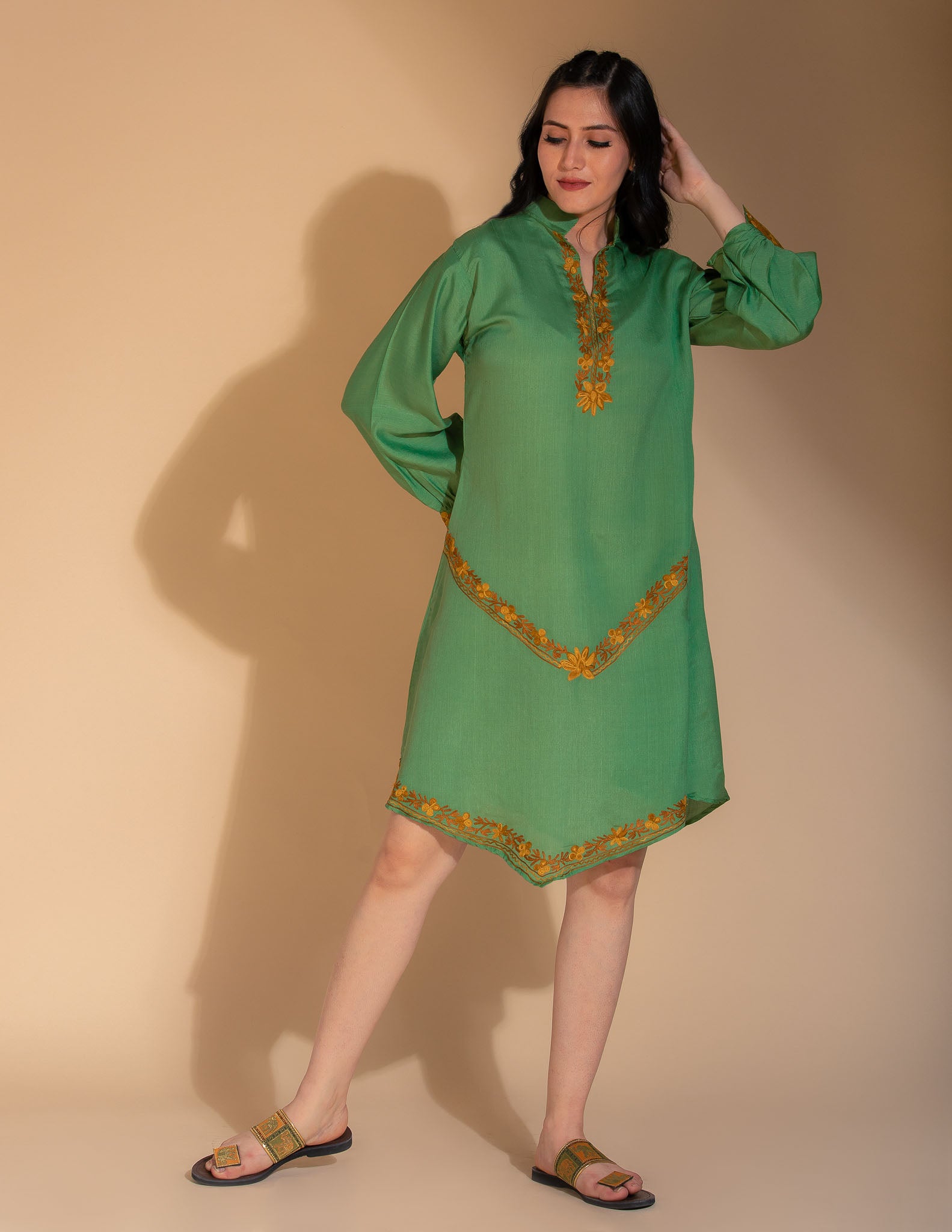 MINIT GREEN Embroidery designs kurti for Women's